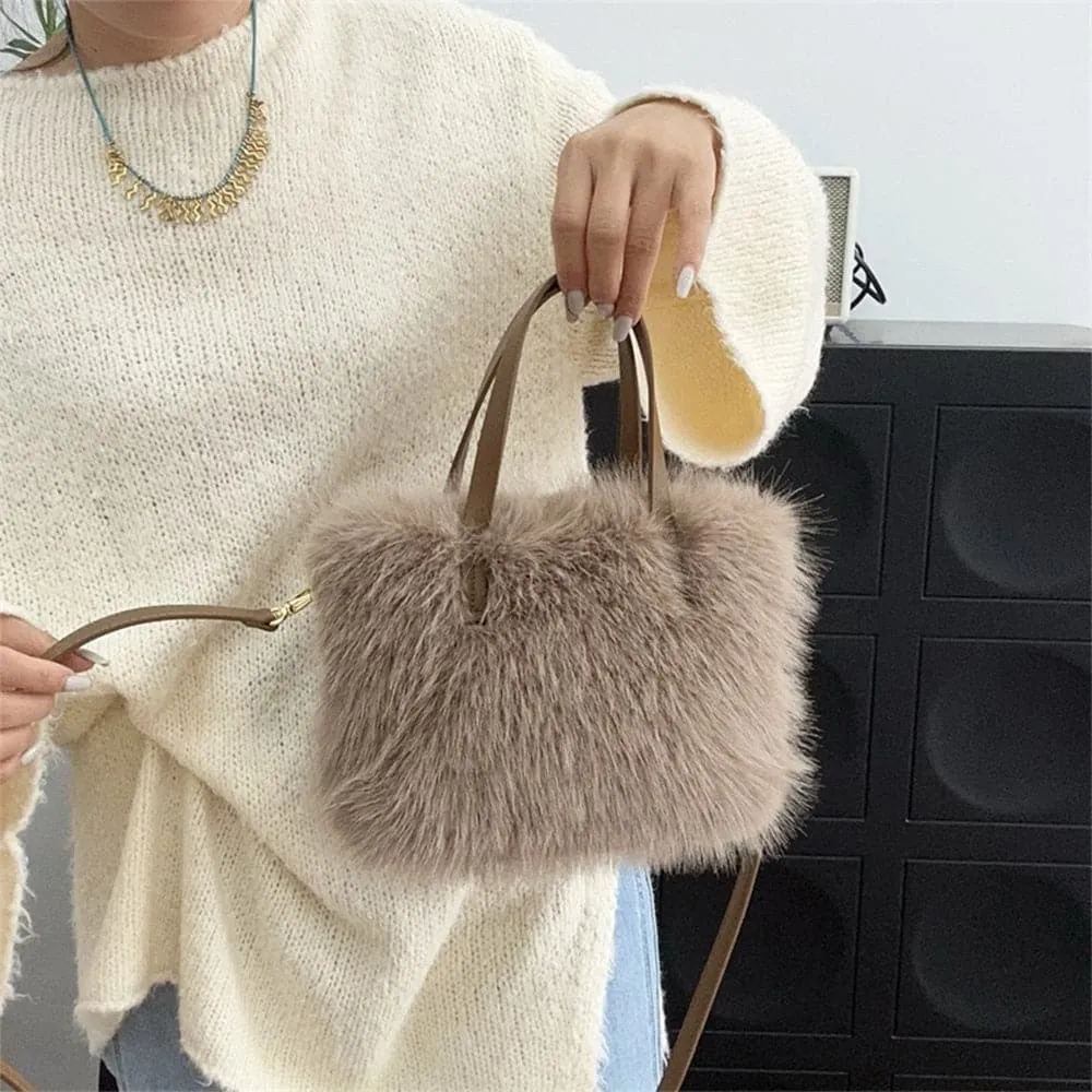 AG Collective Top Handle Fluffy Crossbody Women's Shoulder Bag