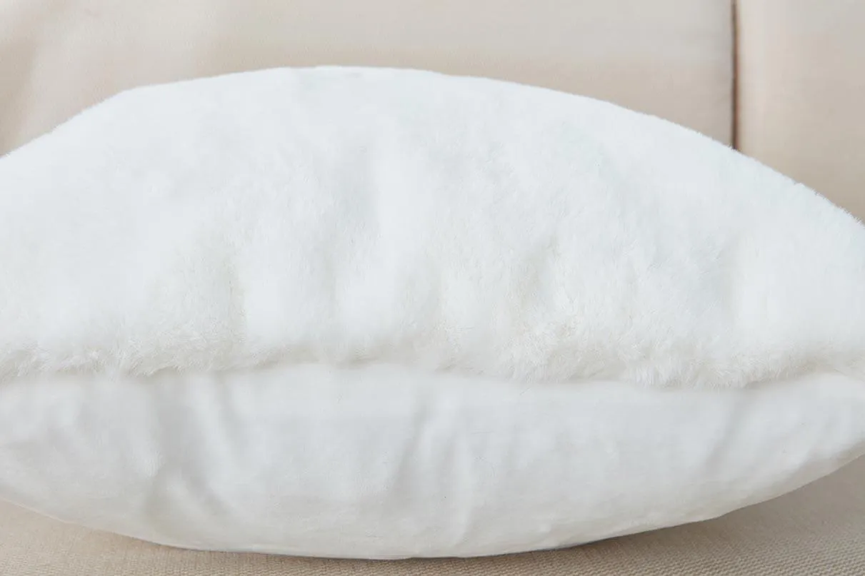 Agnes White Chinchilla Faux Fur Pillow