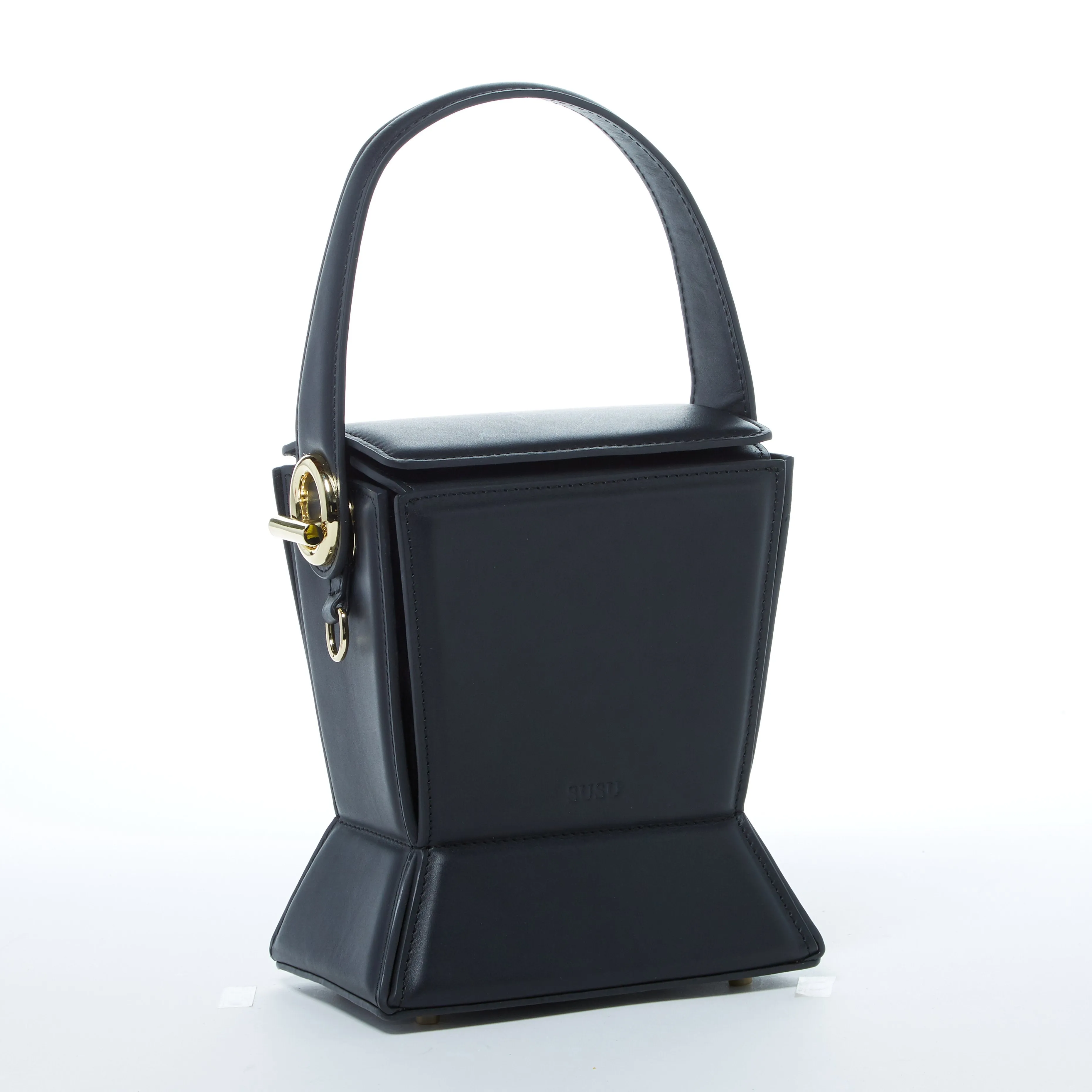 Amber Leather Bucket Purse Black