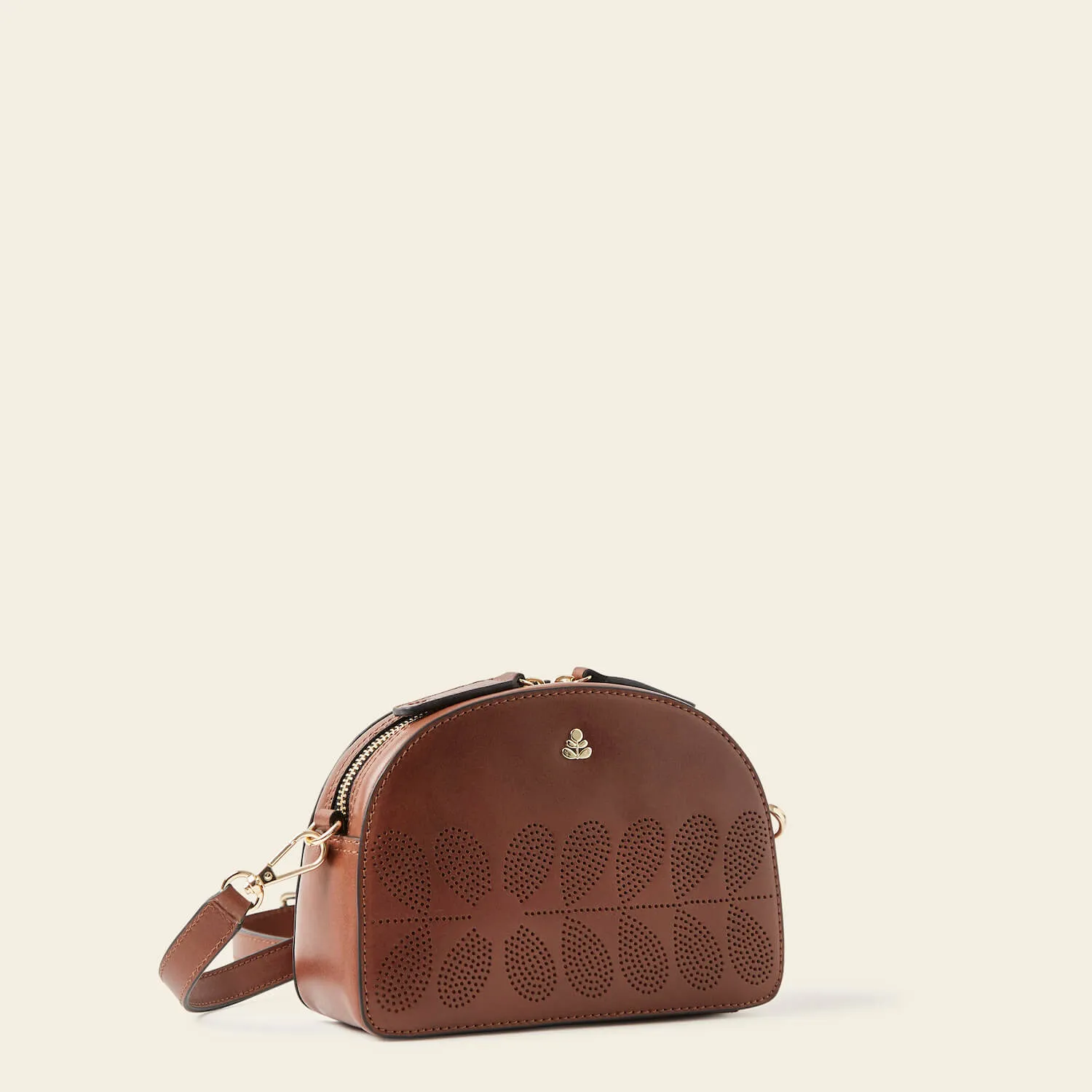 Babaluna Crossbody - Tan Punched Flower