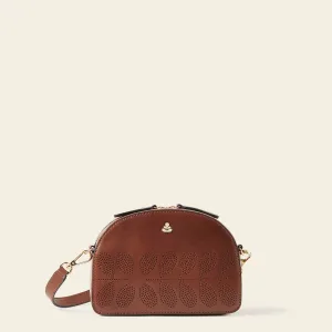 Babaluna Crossbody - Tan Punched Flower