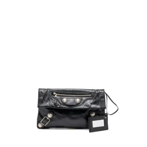 Baleciaga city fold clutch leather black SHW