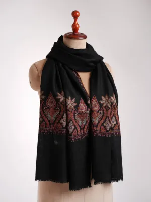 Black Sozni Work Kashmiri Cashmere Stole