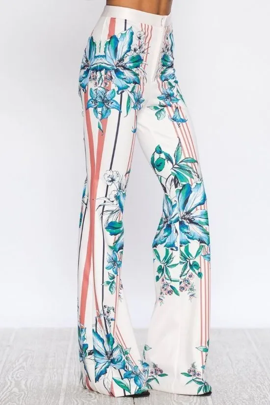 Blake Multi-Colored Floral Flare Print Pants