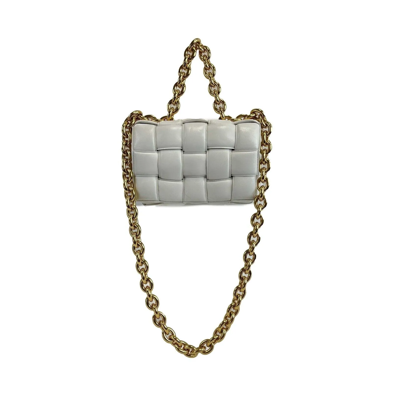 Bottega Veneta Lambskin Maxi Intrecciato Padded White Crossbody