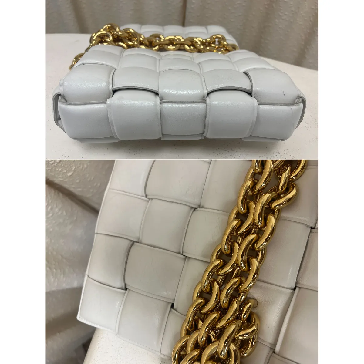 Bottega Veneta Lambskin Maxi Intrecciato Padded White Crossbody