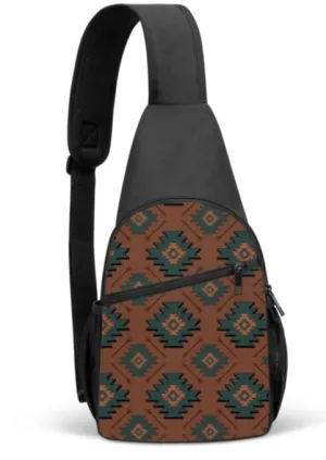 Brown & Teal Aztec Sling Bag