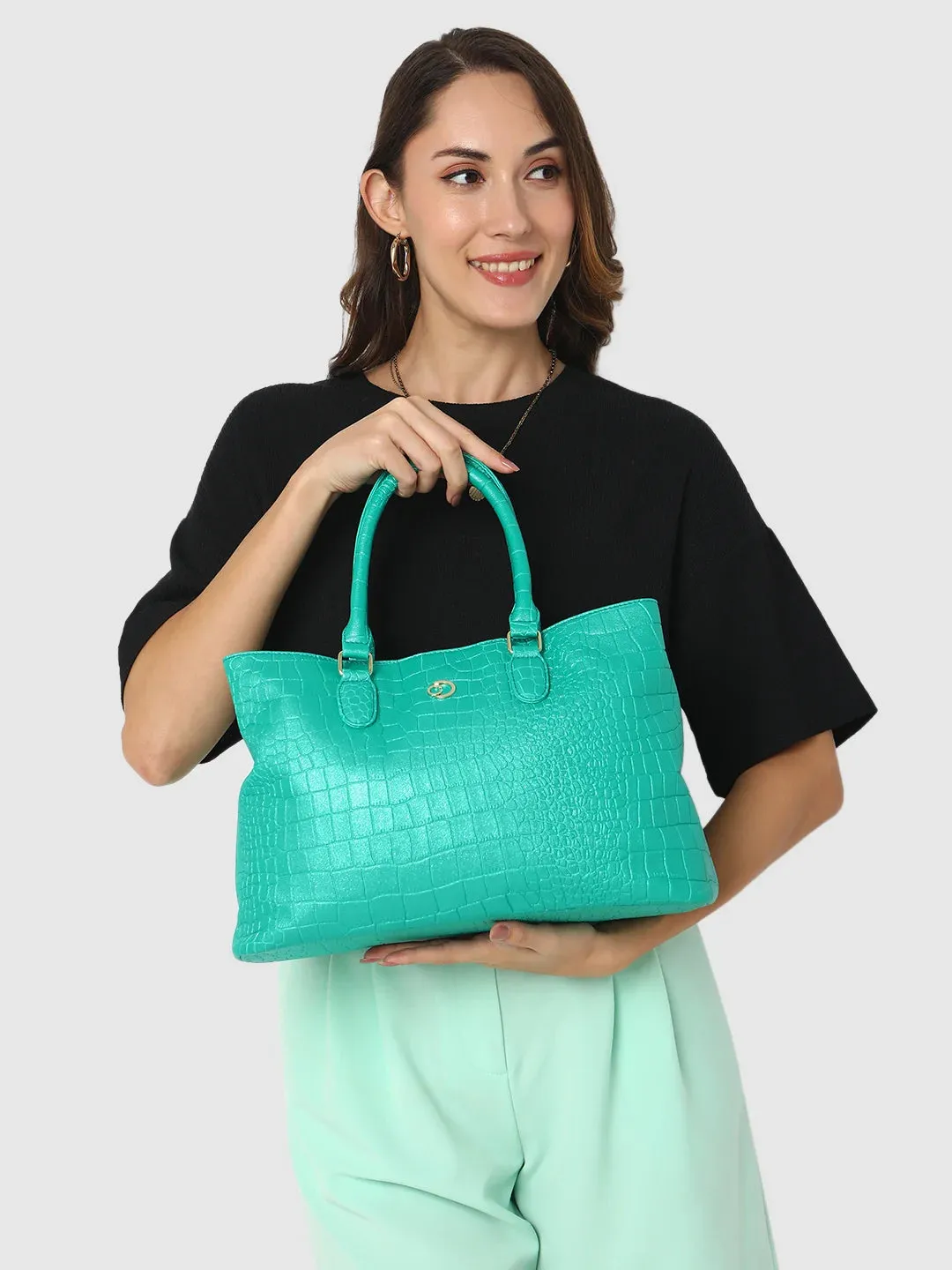 Caprese Eastwood Tote Medium Metallic Green