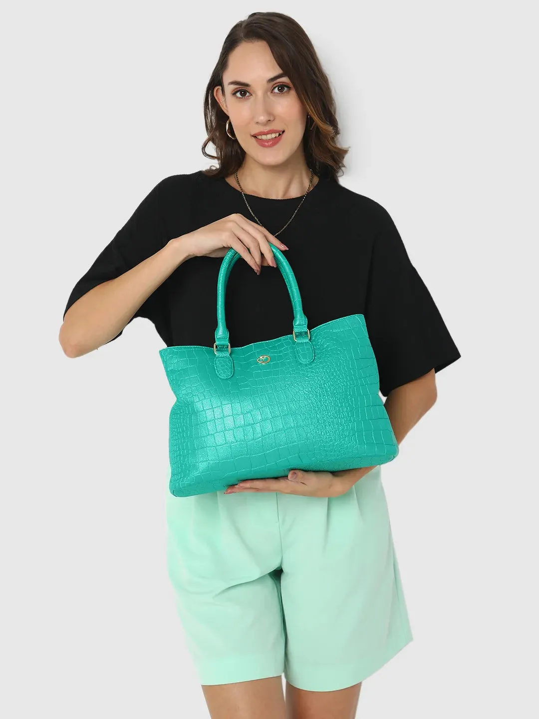 Caprese Eastwood Tote Medium Metallic Green