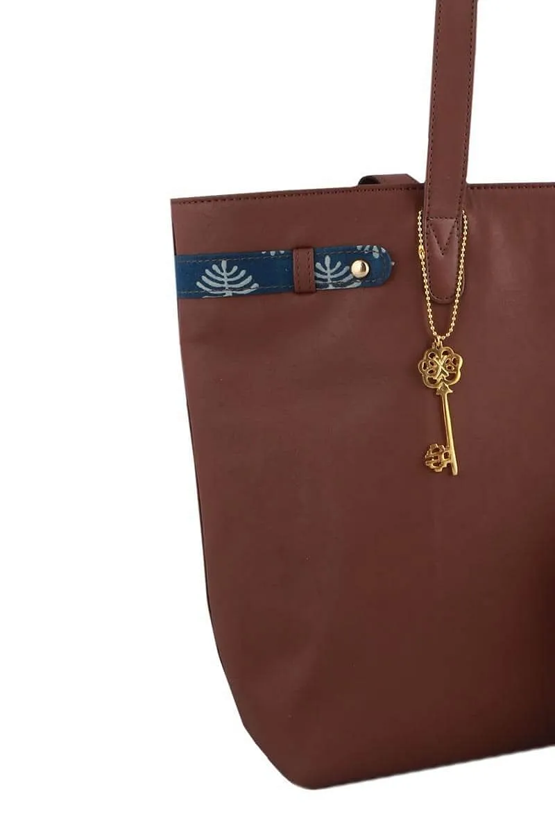 Chocolate Brown Ajrakh Tote Bag