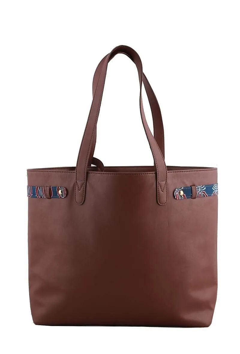 Chocolate Brown Ajrakh Tote Bag