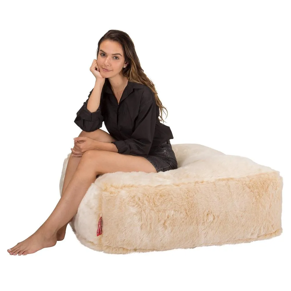 CloudSac 250 Memory Foam Ottoman Pouf - Faux Fur Sheepskin White