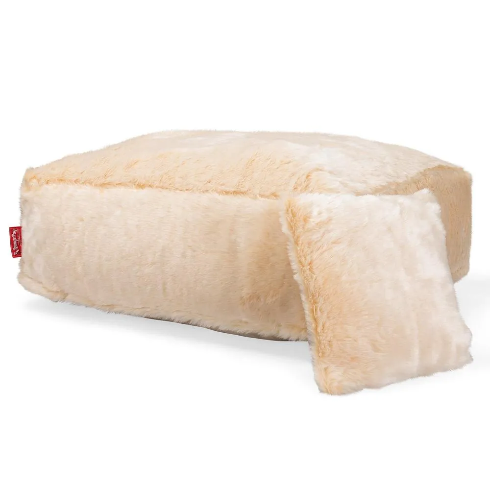 CloudSac 250 Memory Foam Ottoman Pouf - Faux Fur Sheepskin White