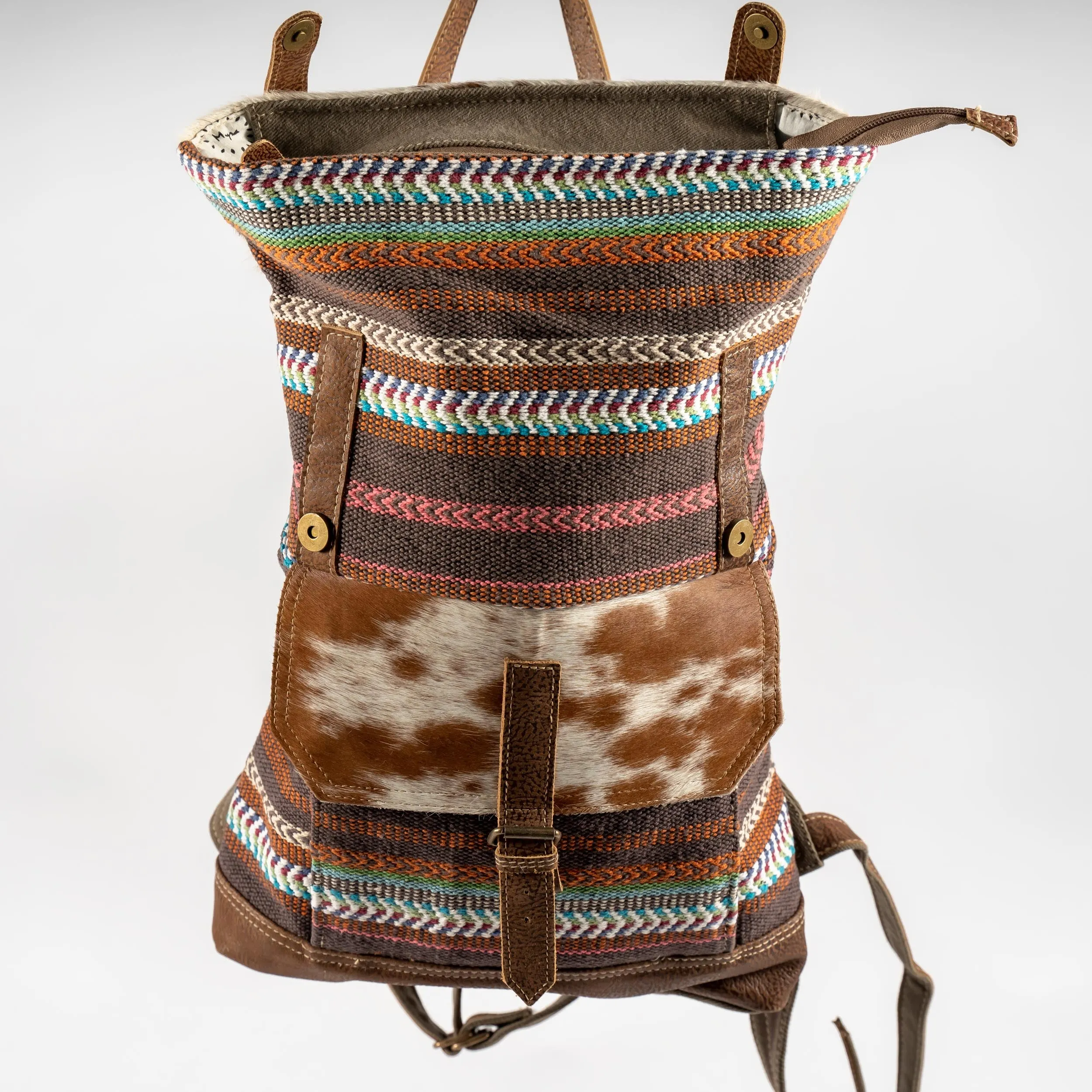 Cowhide Fold-Over Backpack