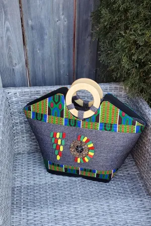 DELPHINA African Print Tote Bag