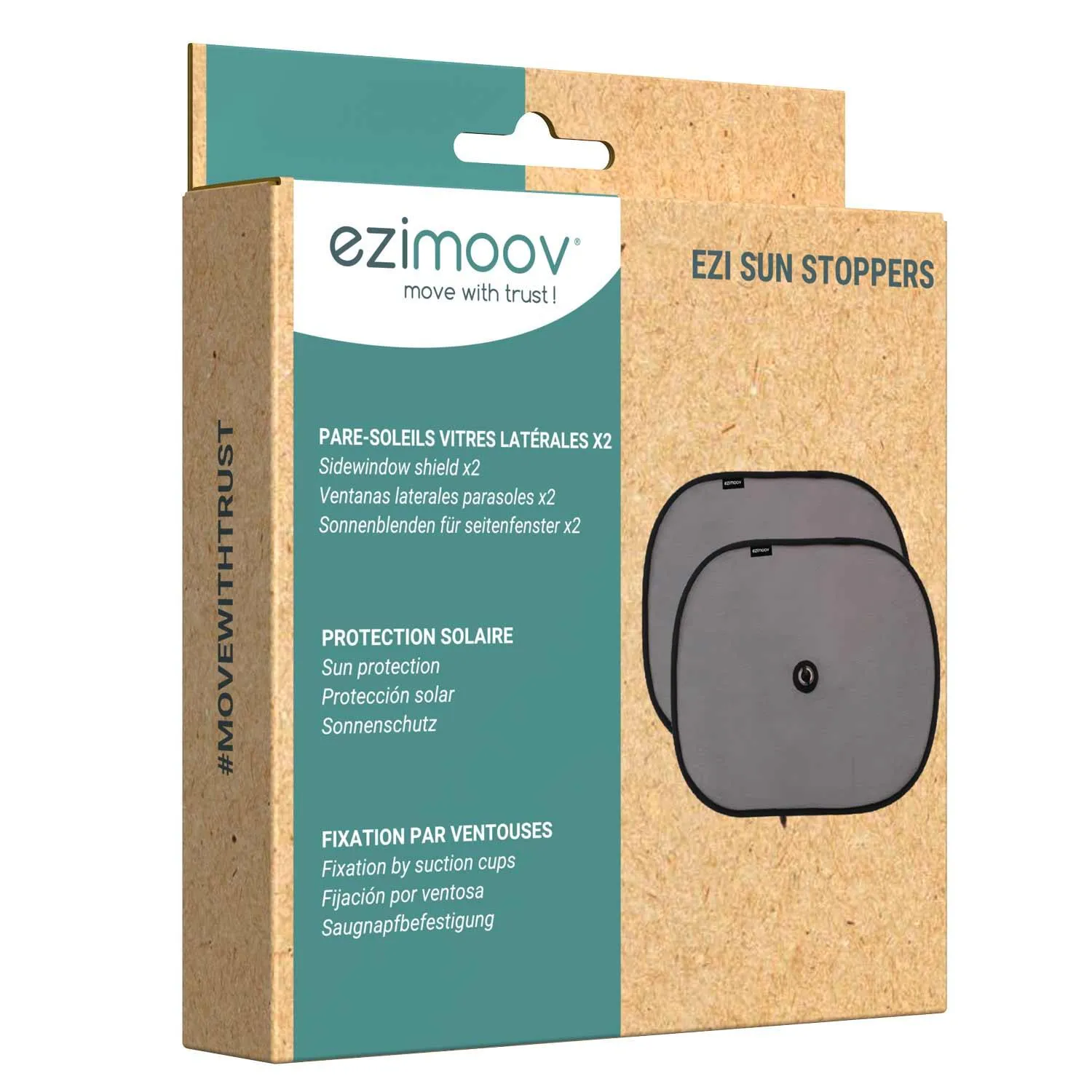 EZIMOOV Car Sun Shade with Window Suction Cup x2