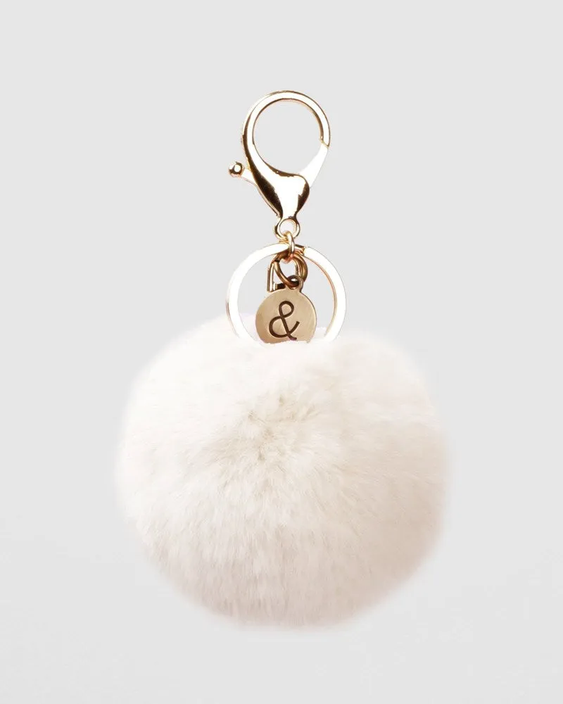 Faux Fur Pom Pom Keychain - Vanilla