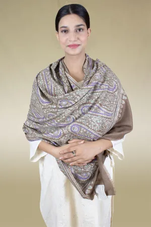 Gulfaam French Beige Paisley Jamavar Pashmina Shawl