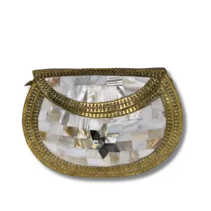 Hardshell Clutch Bag - Moonstone & Gold