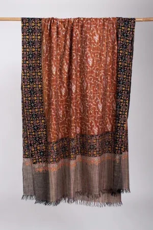 Auburn Khadi-Style Hand-Embroidered Pashmina Shawl