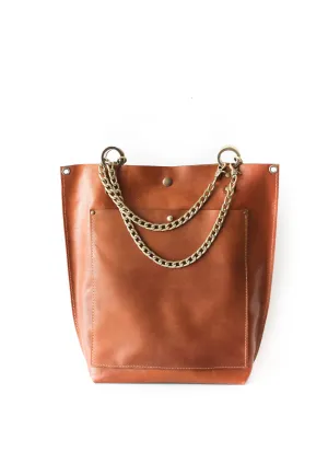 Minimal Brown Leather Tote