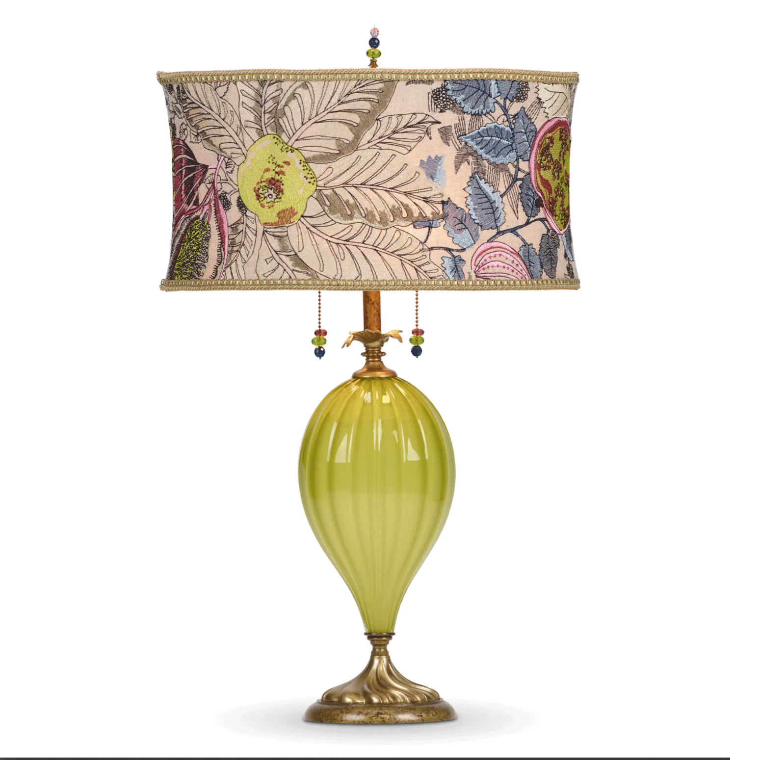 Olivia Table lamp 189AF159 by Kinzig Design Colors Lime Green, Purple Blue Blown Glass and Fabric