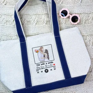 Personalized Photo Portrait Tote Bag with Embroidered - Unique Couple Gift Idea