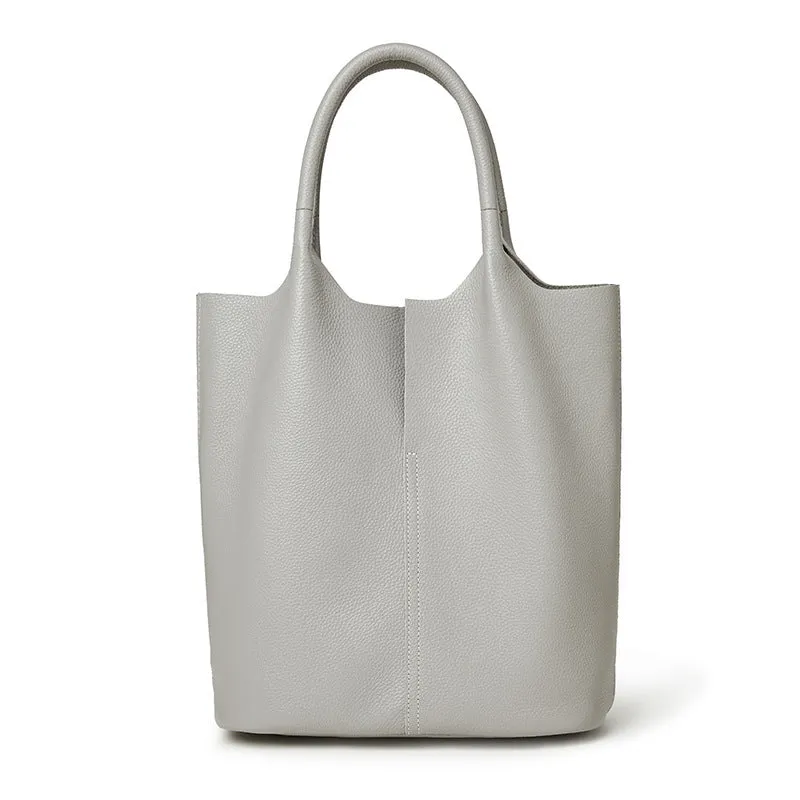 Real Leather Shopper Tote Bag