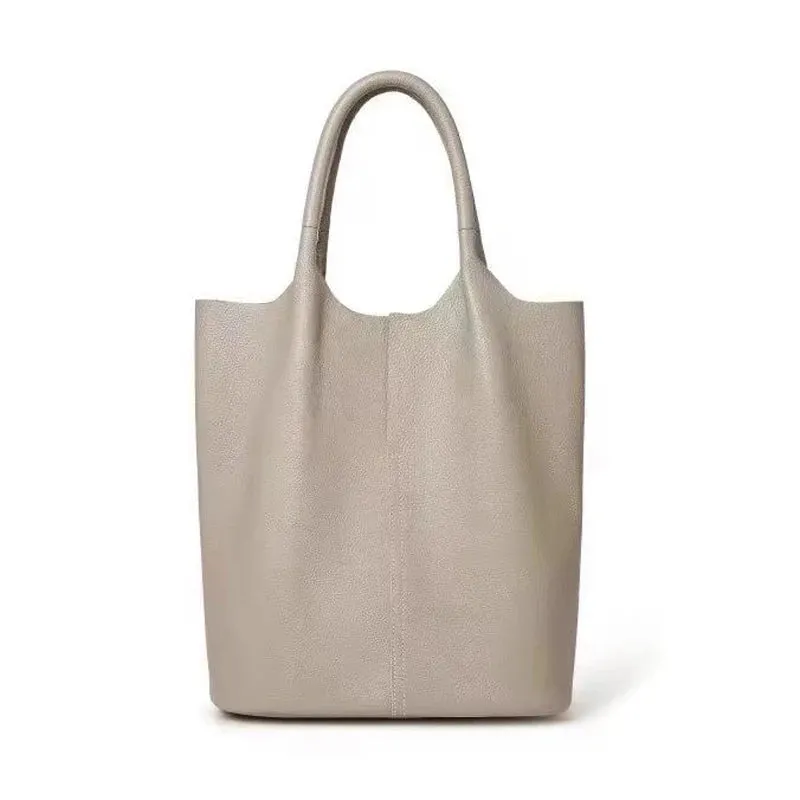 Real Leather Shopper Tote Bag