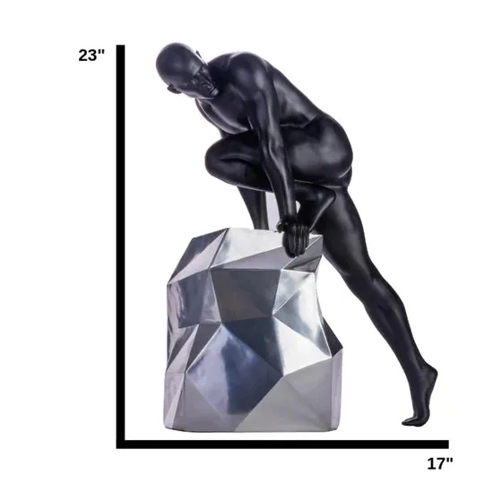 Sensuality Man Sculpture // Matte Black And Chrome - Home Decor