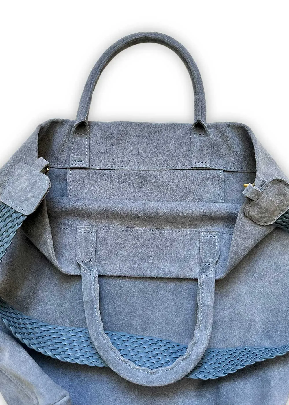 Suede Tote, Wedgwood Blue