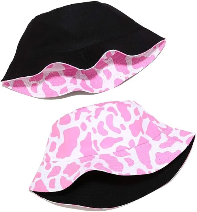 Unisex Cow Print Bucket Hat Reversible