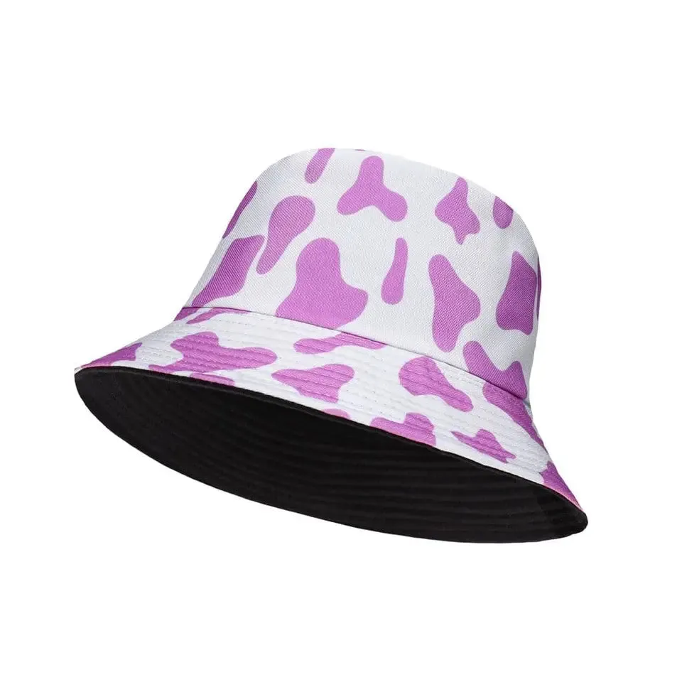 Unisex Cow Print Bucket Hat Reversible