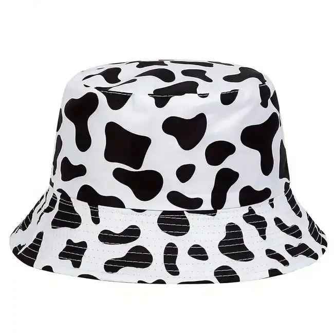 Unisex Cow Print Bucket Hat Reversible