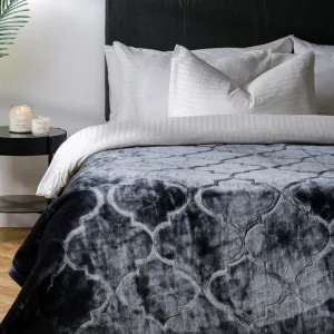 Whisper Soft Embossed Mink Blanket - Dark Grey